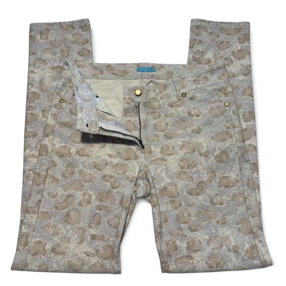 J.McLaughlin Lexi Jeans Sz 8 Beige Animal Print Slim Ankle Mid Rise Pants - Picture 3 of 5